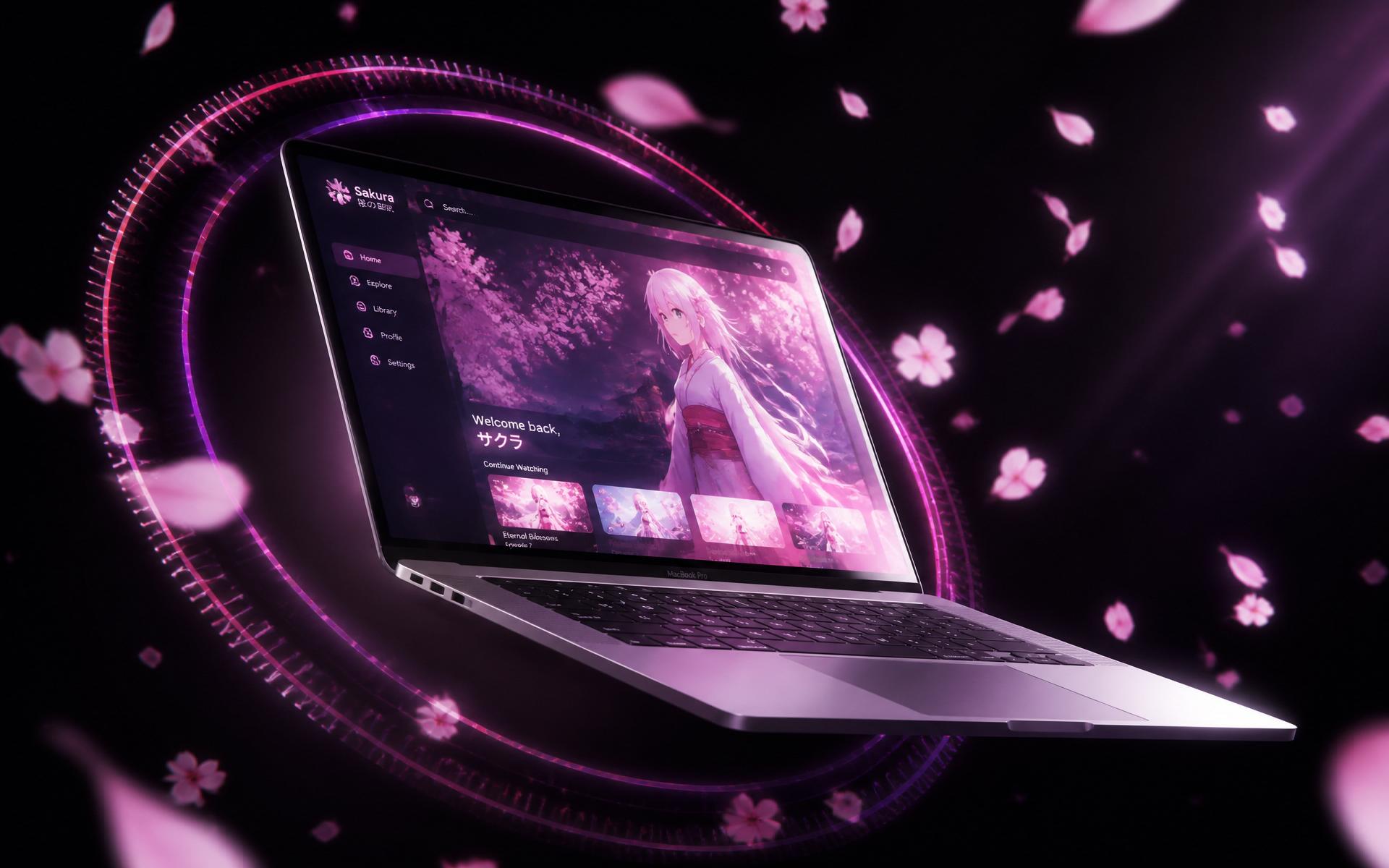 SlapChan running on a MacBook with neon sakura HUD